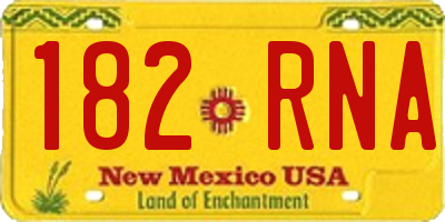 NM license plate 182RNA