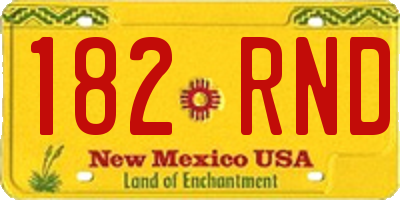 NM license plate 182RND