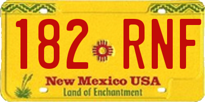 NM license plate 182RNF