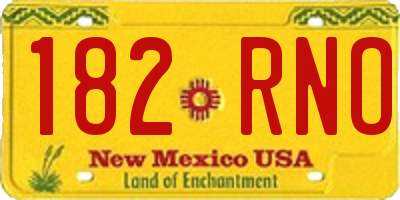 NM license plate 182RNO