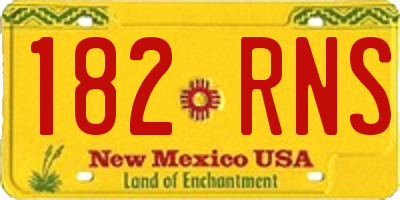 NM license plate 182RNS