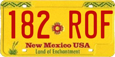 NM license plate 182ROF