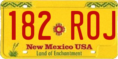 NM license plate 182ROJ