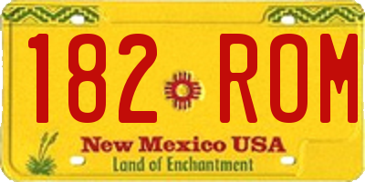 NM license plate 182ROM