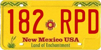 NM license plate 182RPD