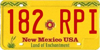 NM license plate 182RPI