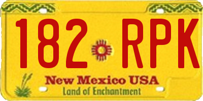 NM license plate 182RPK