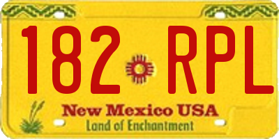 NM license plate 182RPL