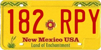 NM license plate 182RPY