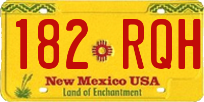 NM license plate 182RQH