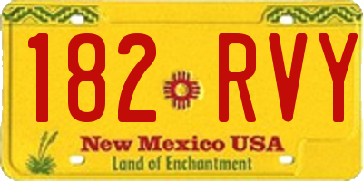 NM license plate 182RVY