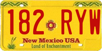 NM license plate 182RYW