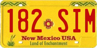 NM license plate 182SIM
