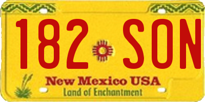 NM license plate 182SON