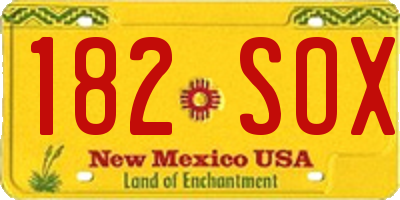 NM license plate 182SOX
