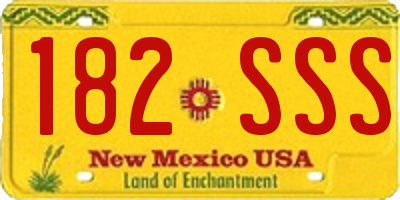 NM license plate 182SSS