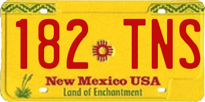 NM license plate 182TNS
