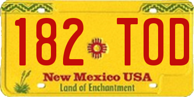 NM license plate 182TOD