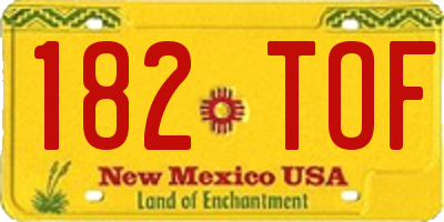 NM license plate 182TOF