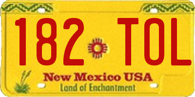 NM license plate 182TOL