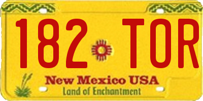 NM license plate 182TOR