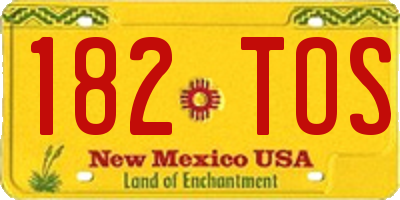 NM license plate 182TOS