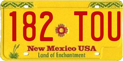 NM license plate 182TOU