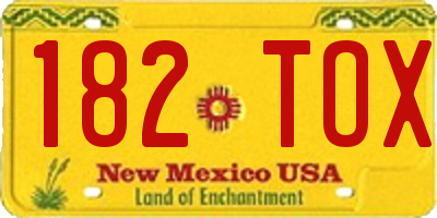 NM license plate 182TOX