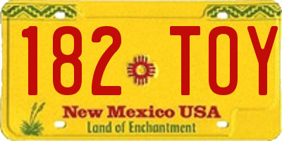 NM license plate 182TOY