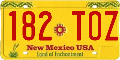 NM license plate 182TOZ