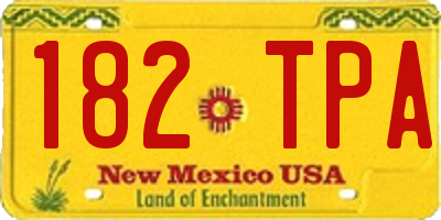 NM license plate 182TPA