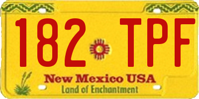 NM license plate 182TPF
