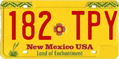NM license plate 182TPY