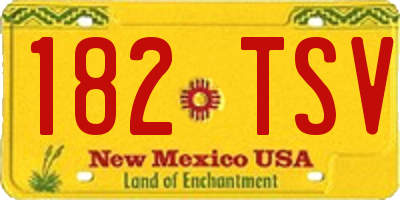 NM license plate 182TSV