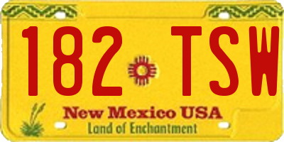 NM license plate 182TSW