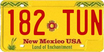 NM license plate 182TUN