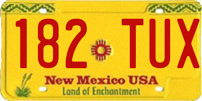 NM license plate 182TUX