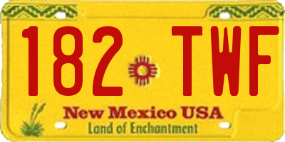 NM license plate 182TWF