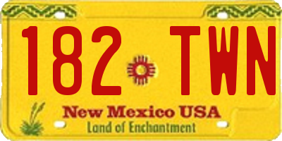 NM license plate 182TWN