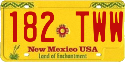 NM license plate 182TWW