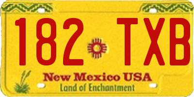 NM license plate 182TXB