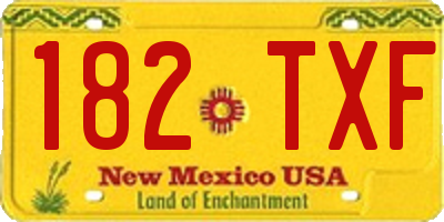 NM license plate 182TXF