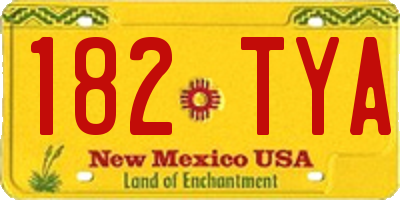 NM license plate 182TYA