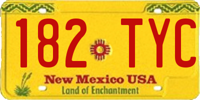 NM license plate 182TYC