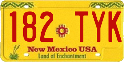 NM license plate 182TYK