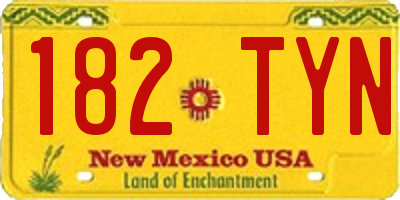 NM license plate 182TYN