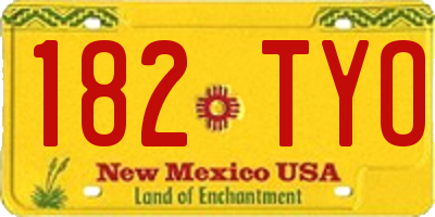 NM license plate 182TYO