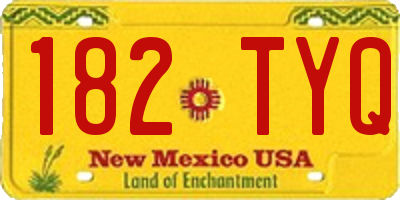 NM license plate 182TYQ