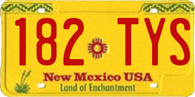 NM license plate 182TYS
