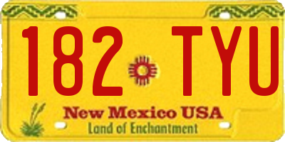 NM license plate 182TYU